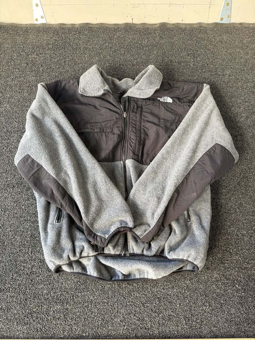 Vintage The North Face Denali Full-Zip Fleece Jacket Gray Black and Grey XL